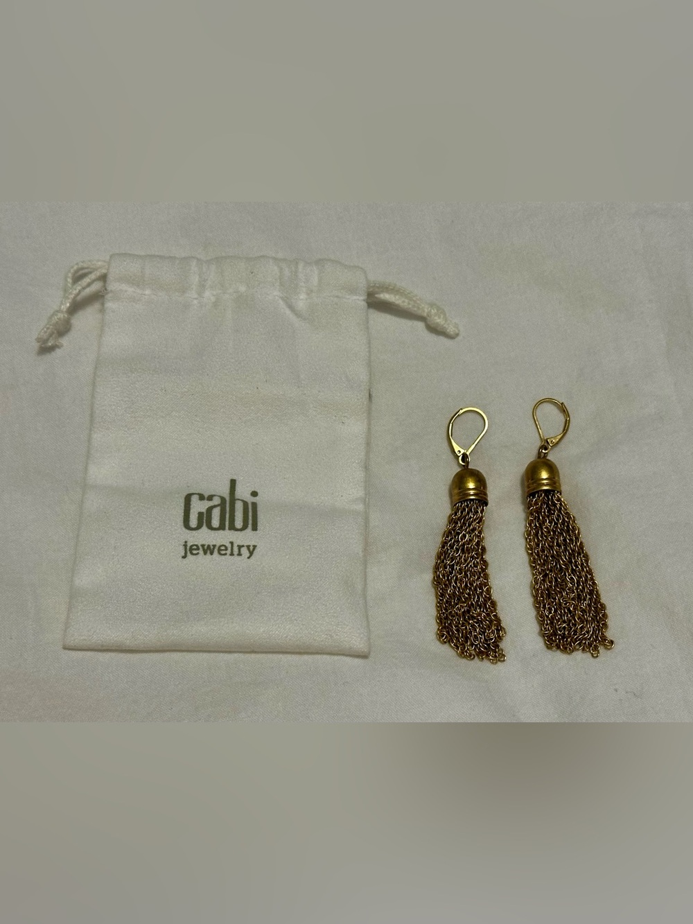 CAbi Gold Chain Tassel Earrings with Lever Backs